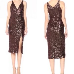 Black Dress the Population sequin midi dress